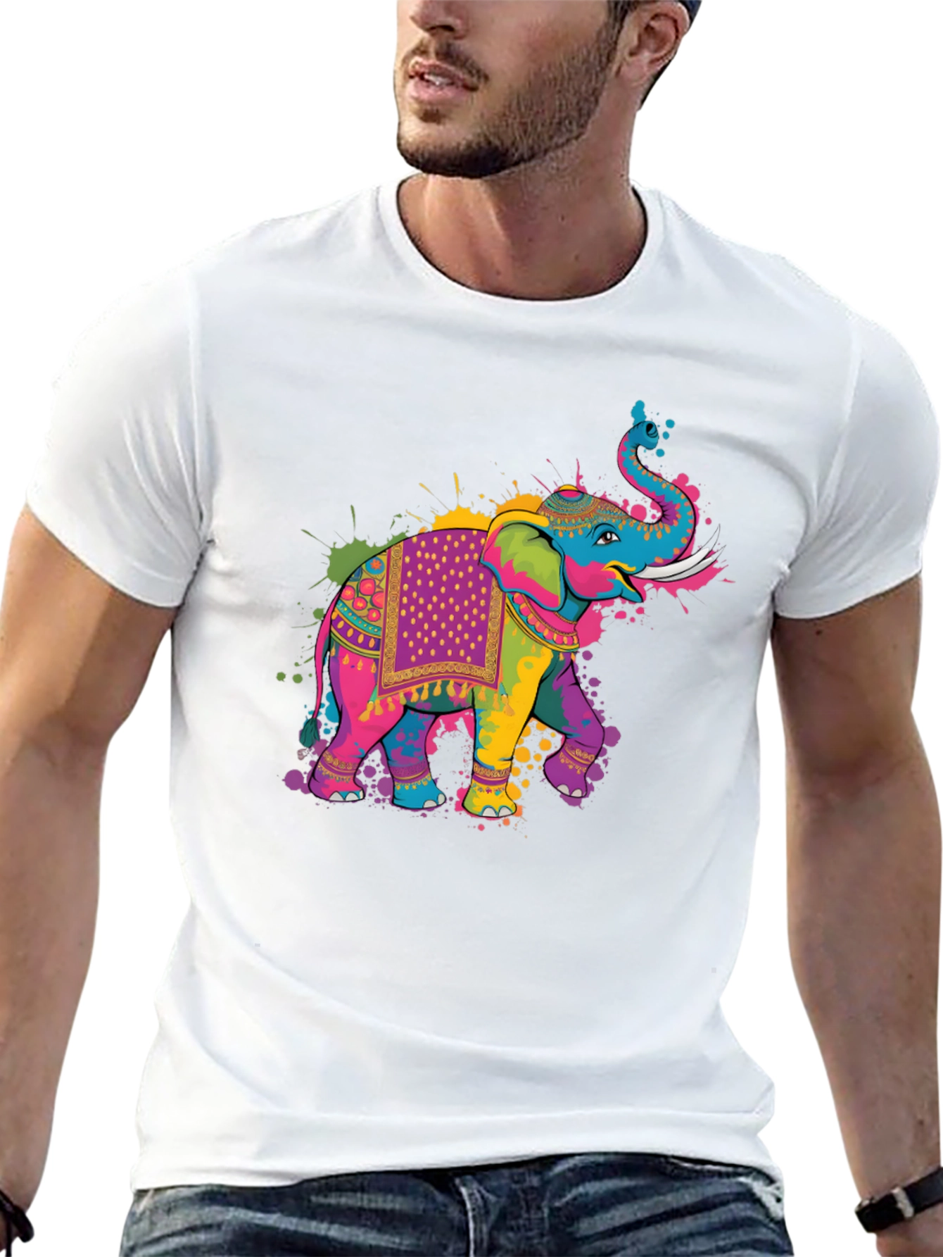 Colorful Elephant Graphic T-Shirt