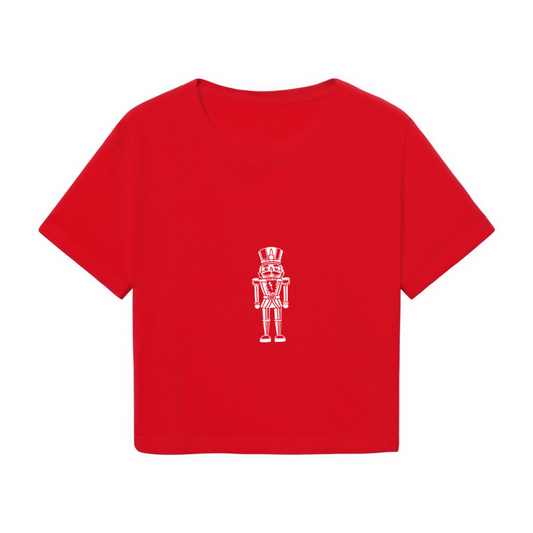 Classic Nutcracker Soldier X?Mas Red Crop Top