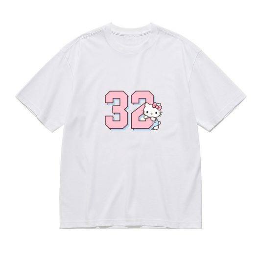 Plus Size Women Sport?Vibe Hello Kitty 32 Number Pink Graphic T?Shirt