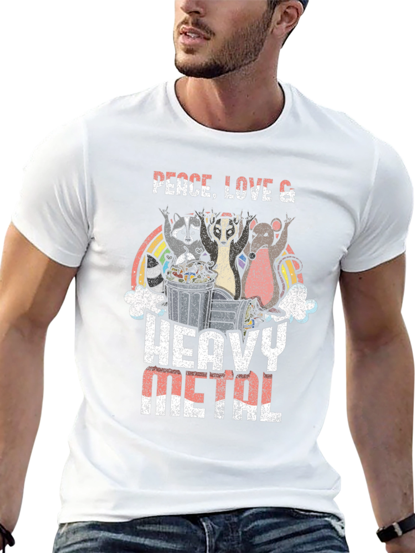 Peace Love Heavy Metal Graphic T-Shirt
