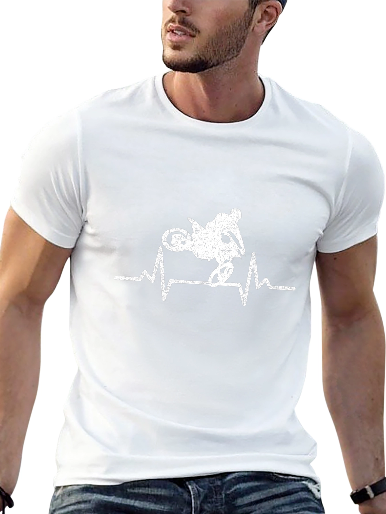 Motorcycle Heartbeat Graphic T-Shirt