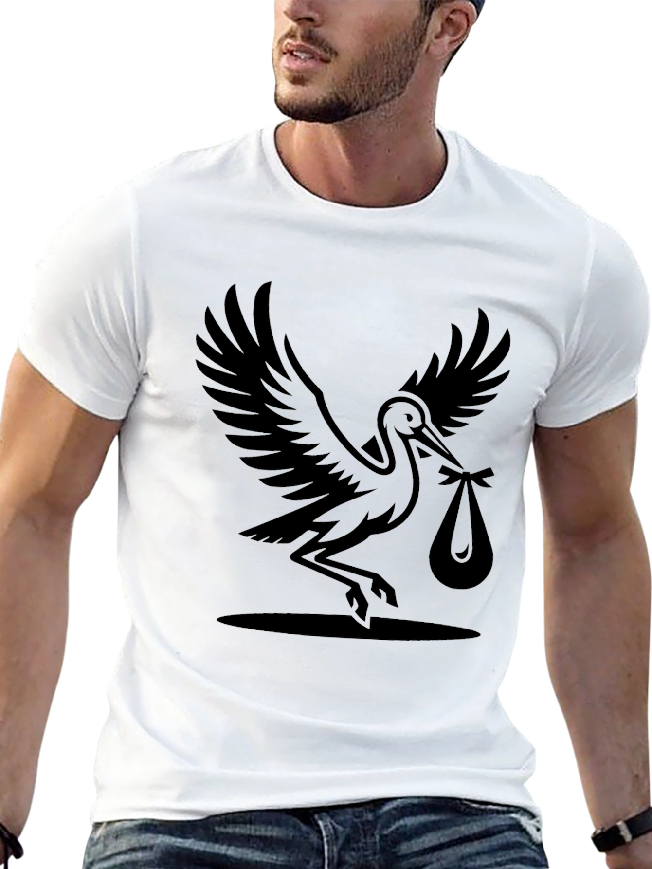 Stork Graphic T-Shirt - New Baby Announcement Tee