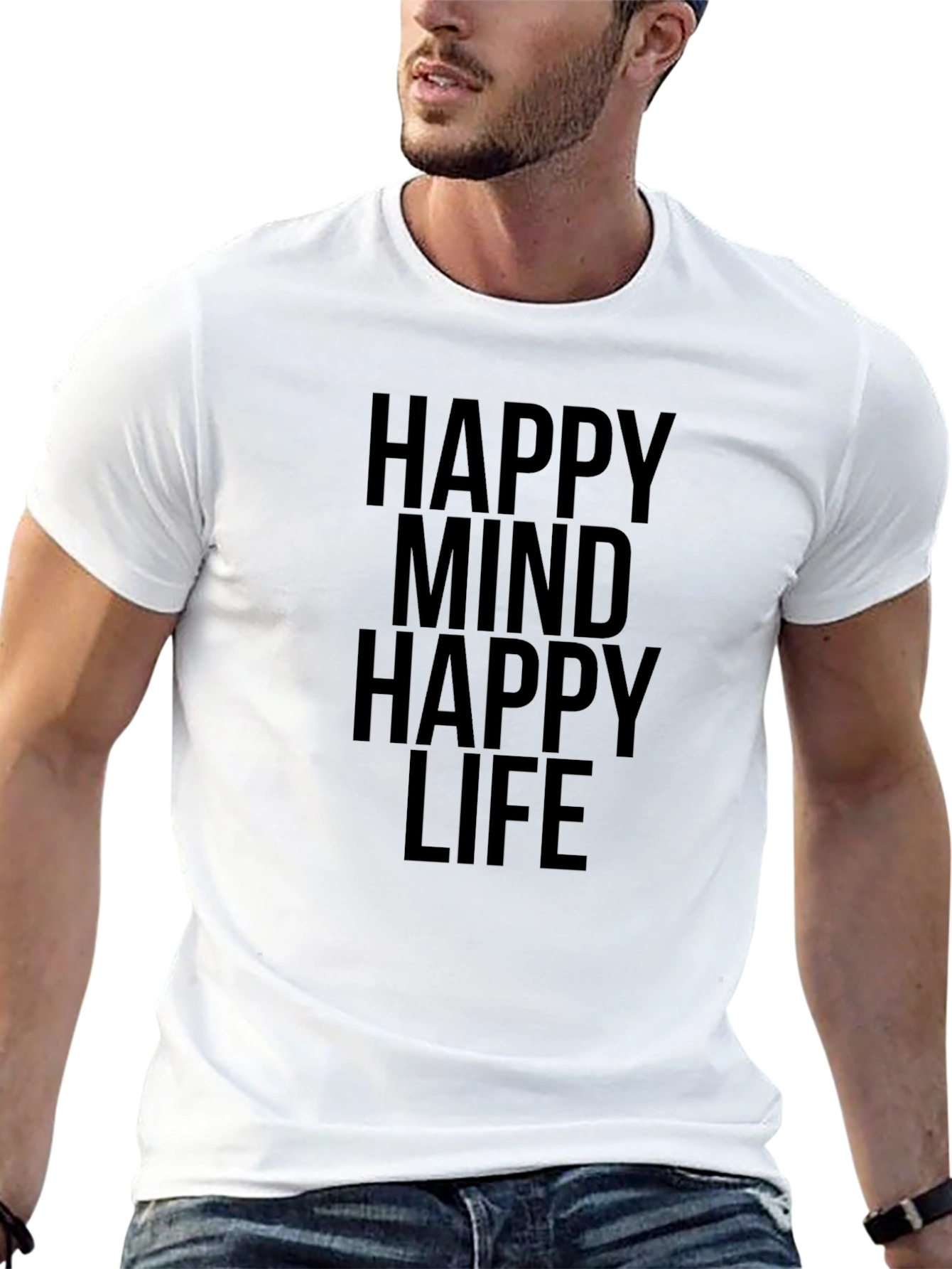 Happy Mind Happy Life Graphic Tee - Black