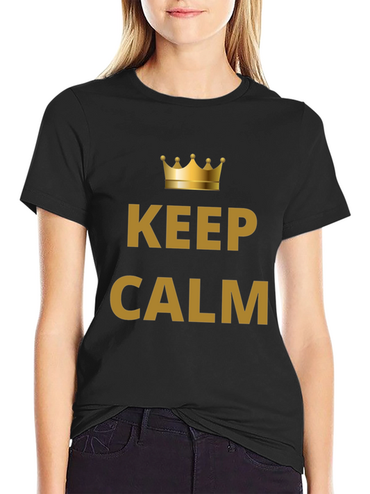 Keep Calm Crown Graphic Mens Black T-Shirt