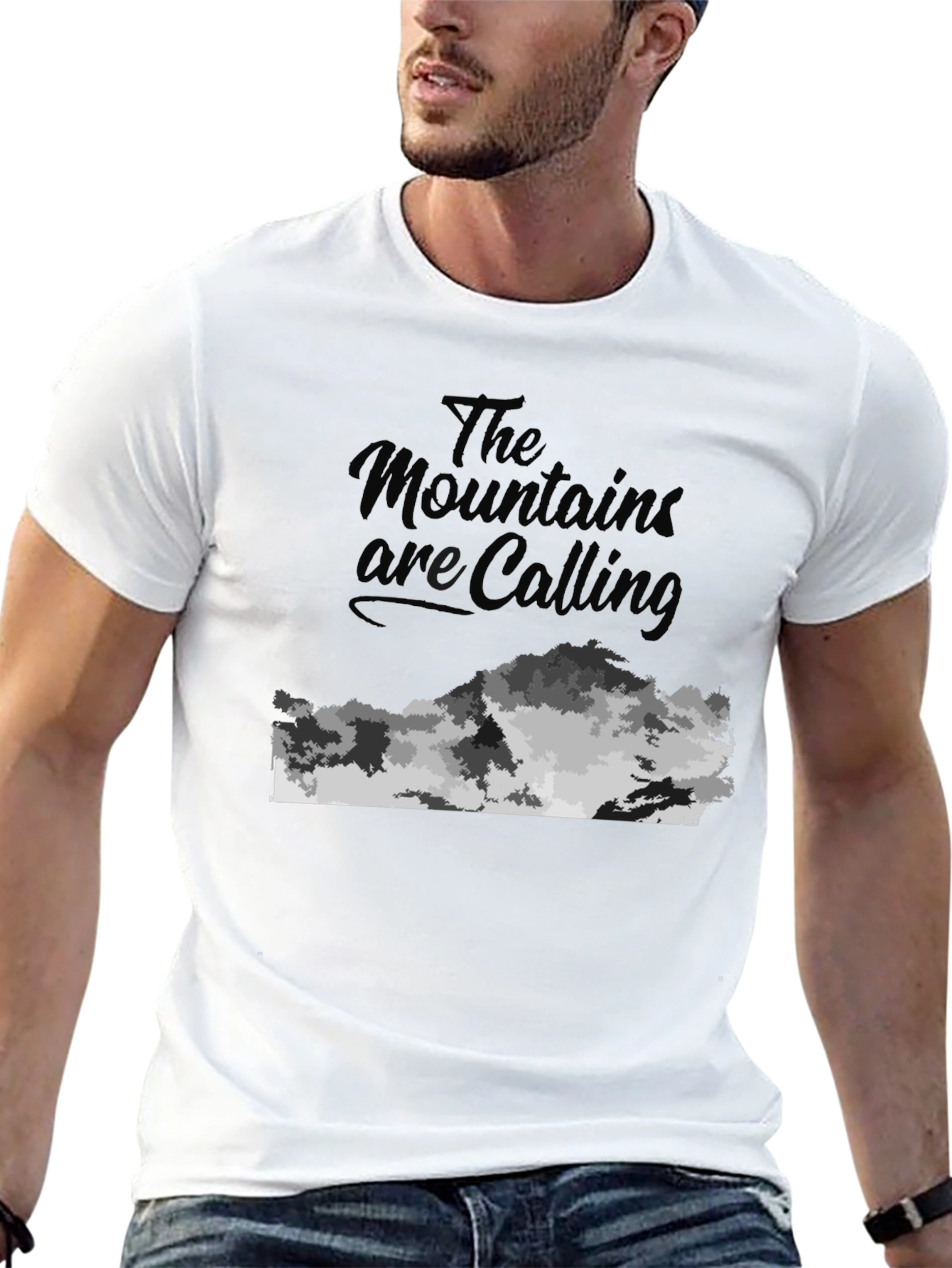 Mountains Are Calling Black Graphic Tee