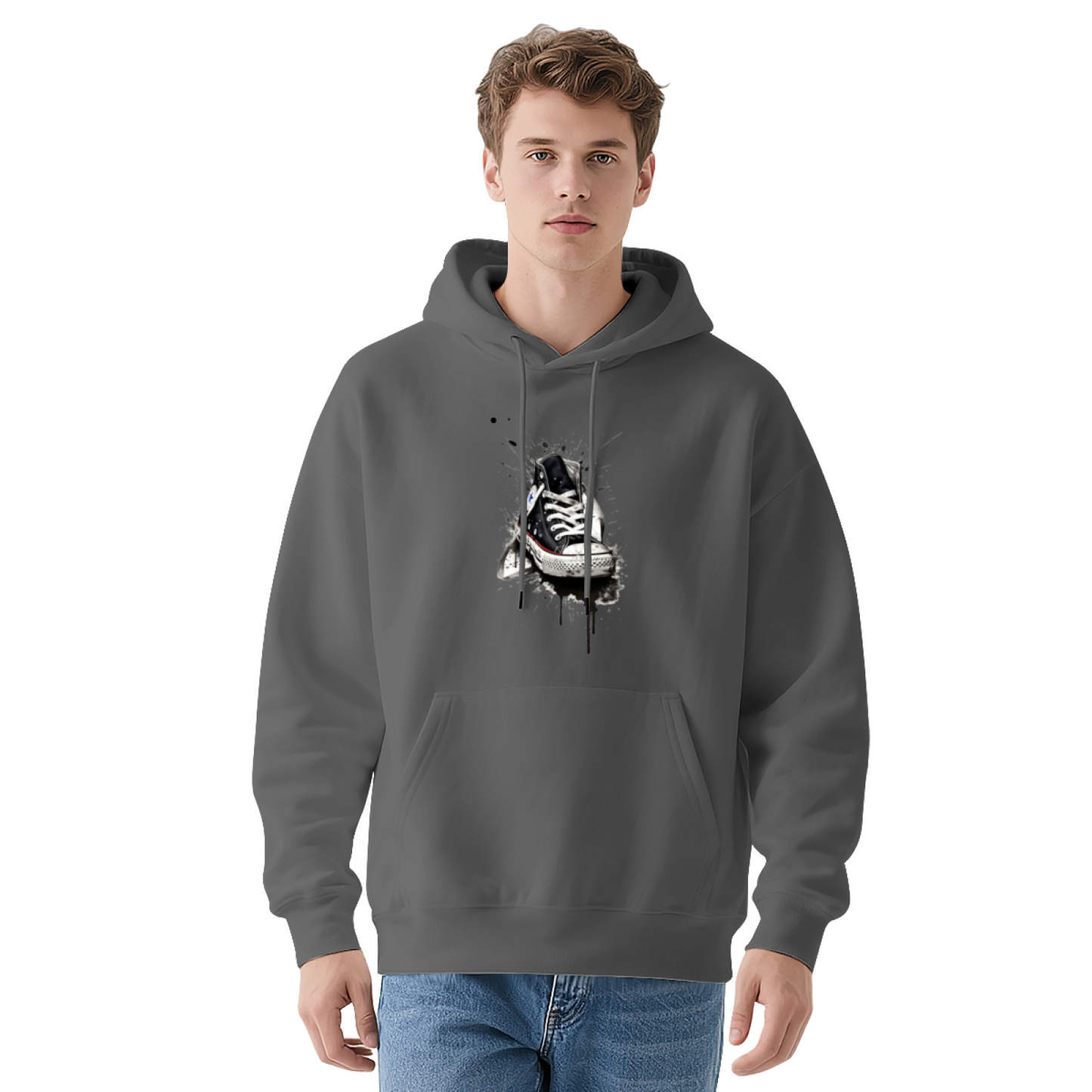 Graffiti Sneaker Street Graphic Hoodie, Soft Comfort Fit