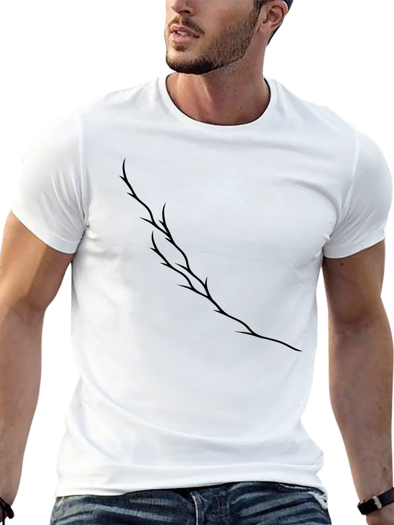 Mens Black T-Shirt with Branch Graphic