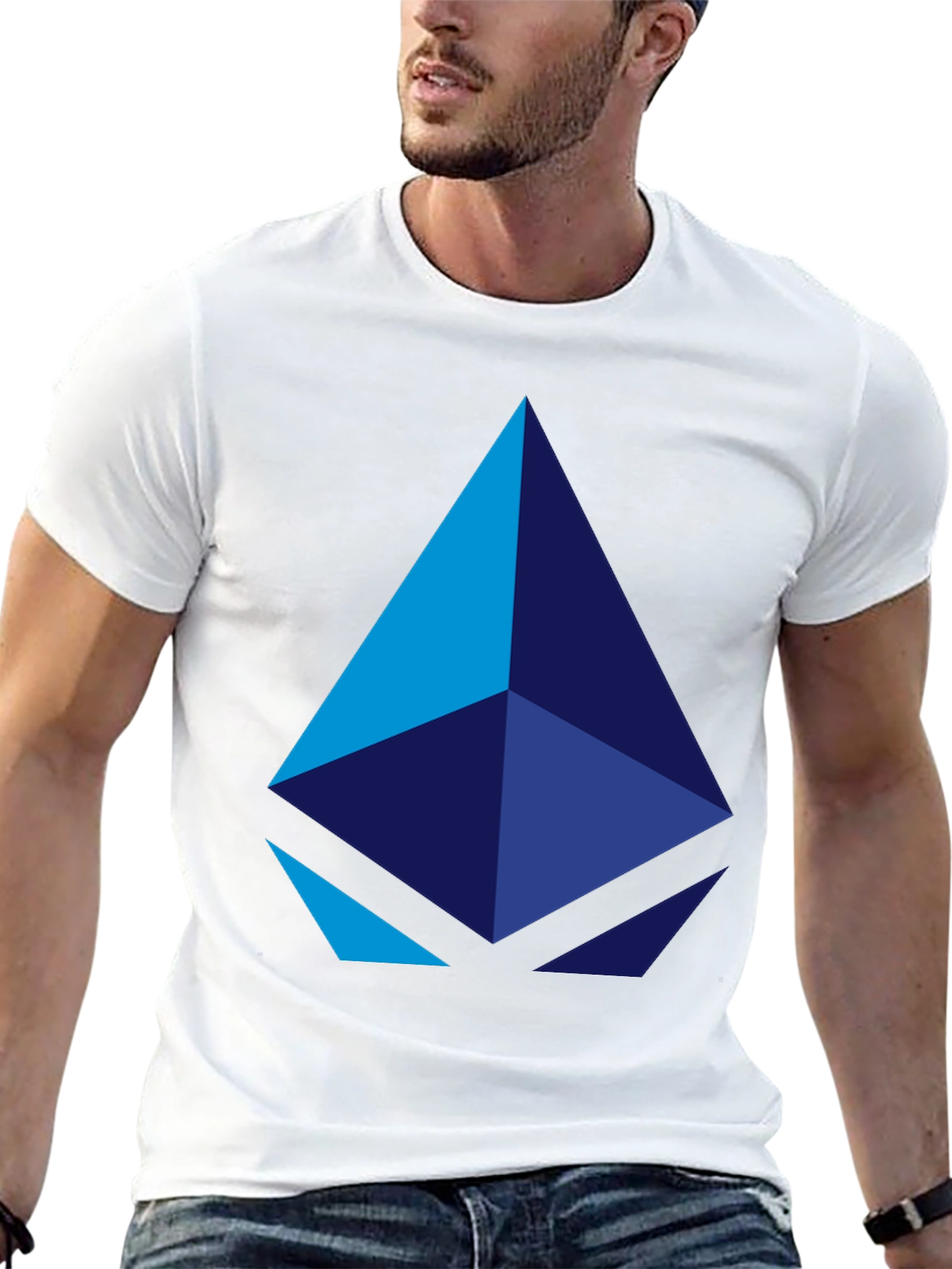 Geometric Pyramid Graphic Black T-Shirt