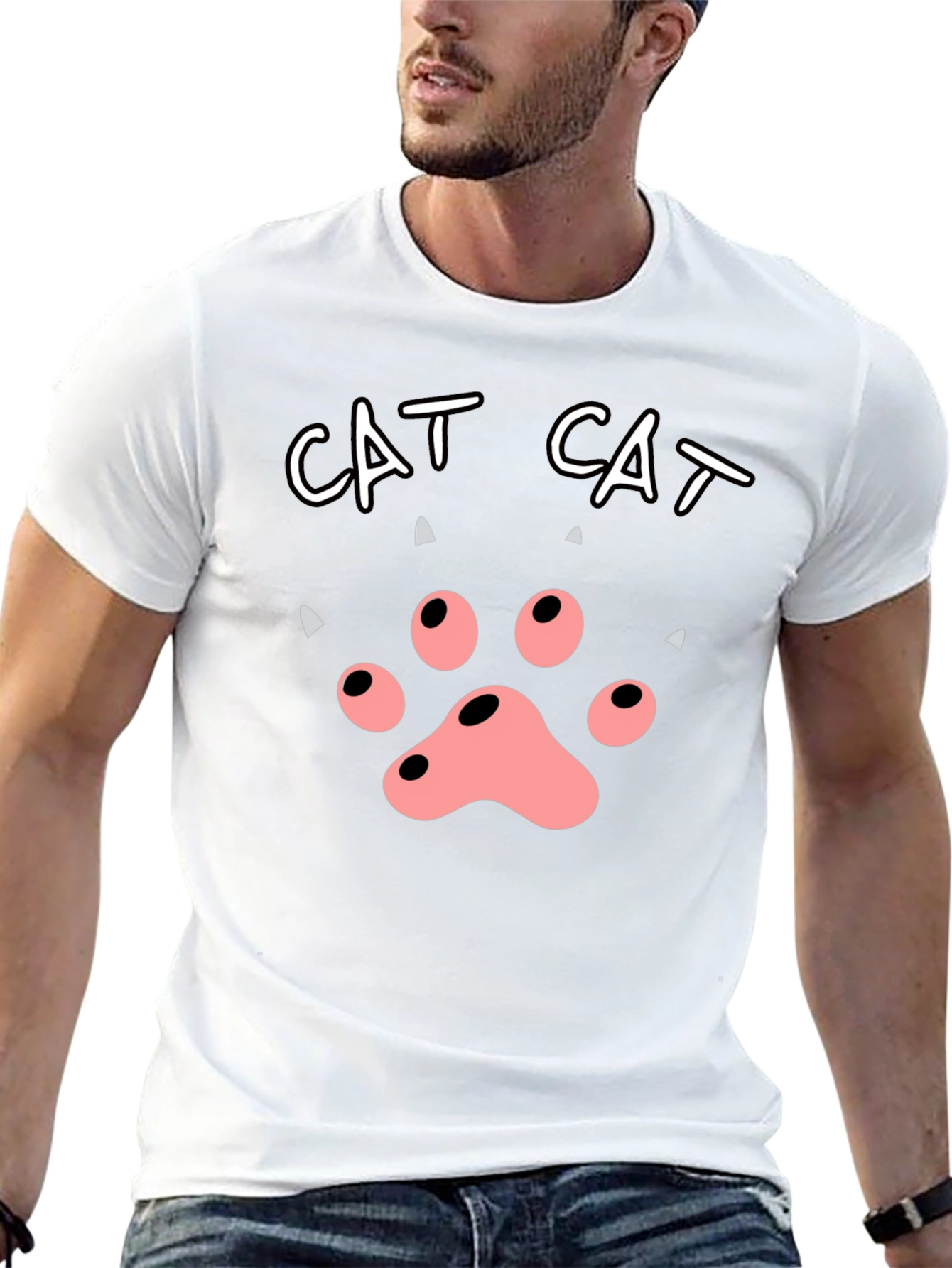 Cat Paw Print T-Shirt - Black