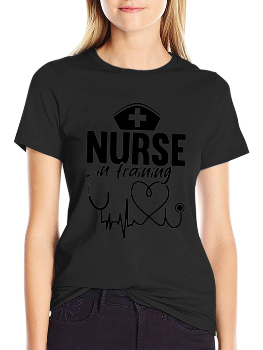 Nurse in Training Graphic T-Shirt - Black Cotton Tee