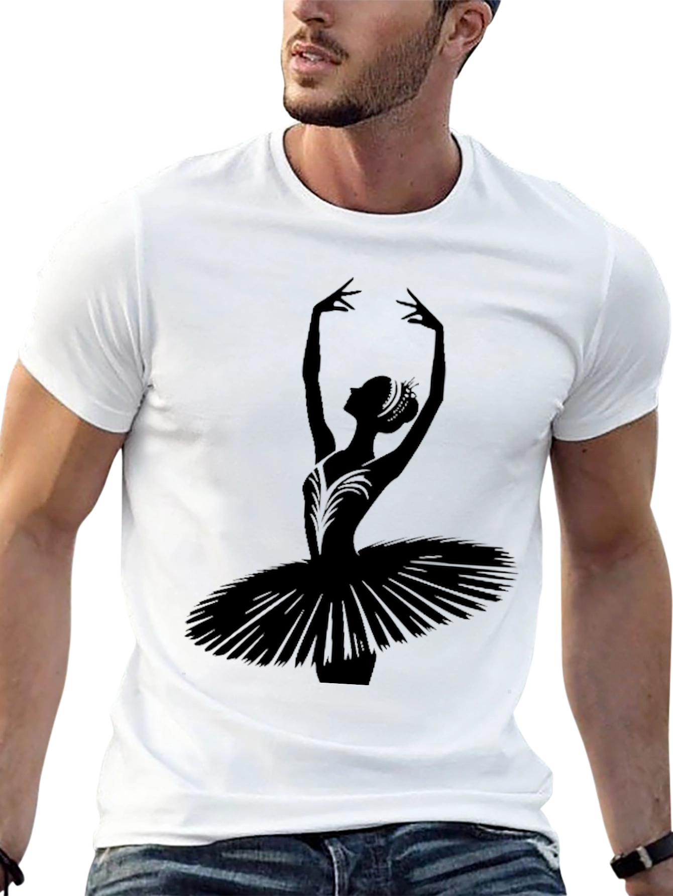 Ballerina Silhouette Graphic Tee - Elegant Dance Shirt