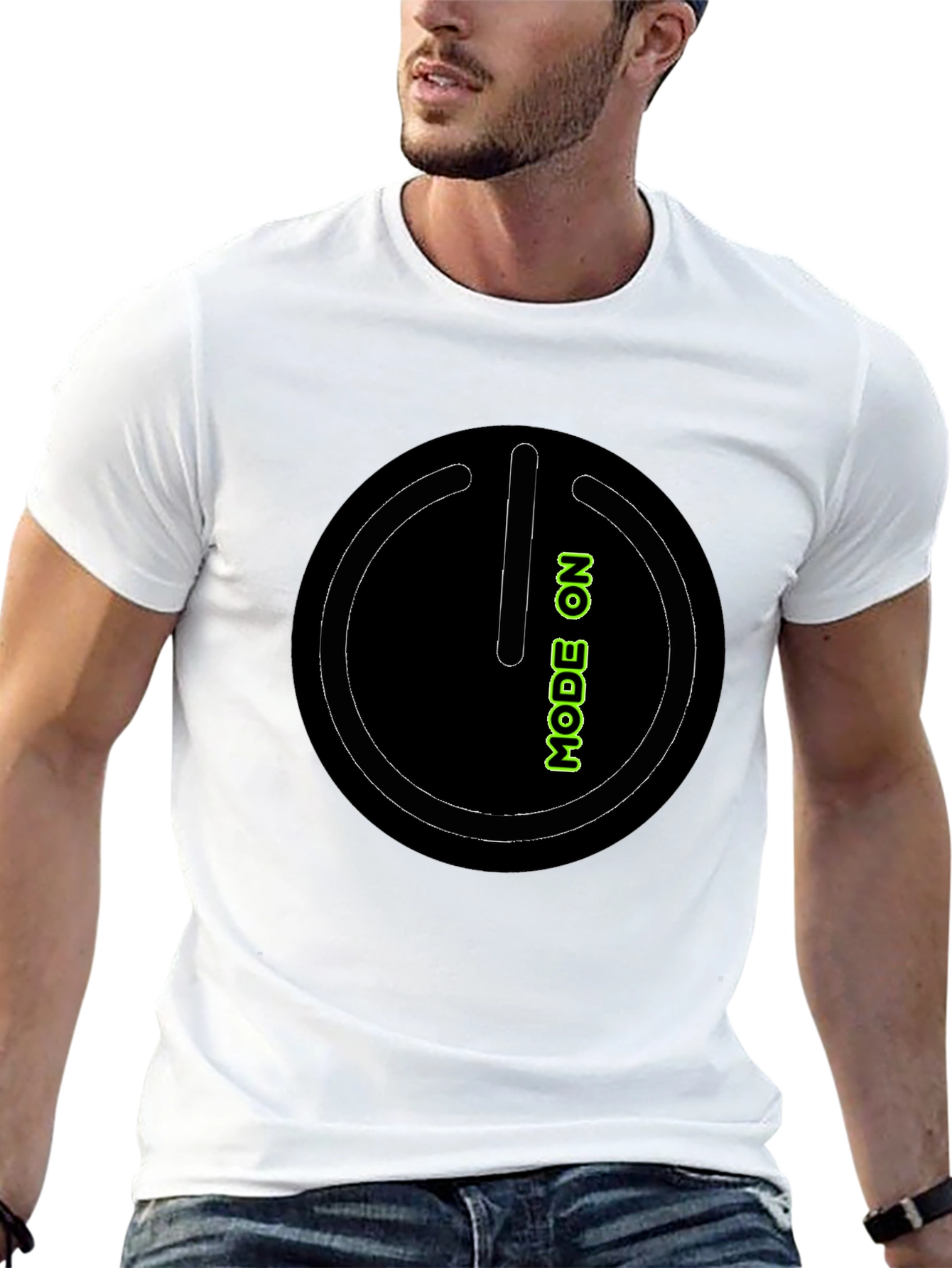 Mode On Black Graphic Tee