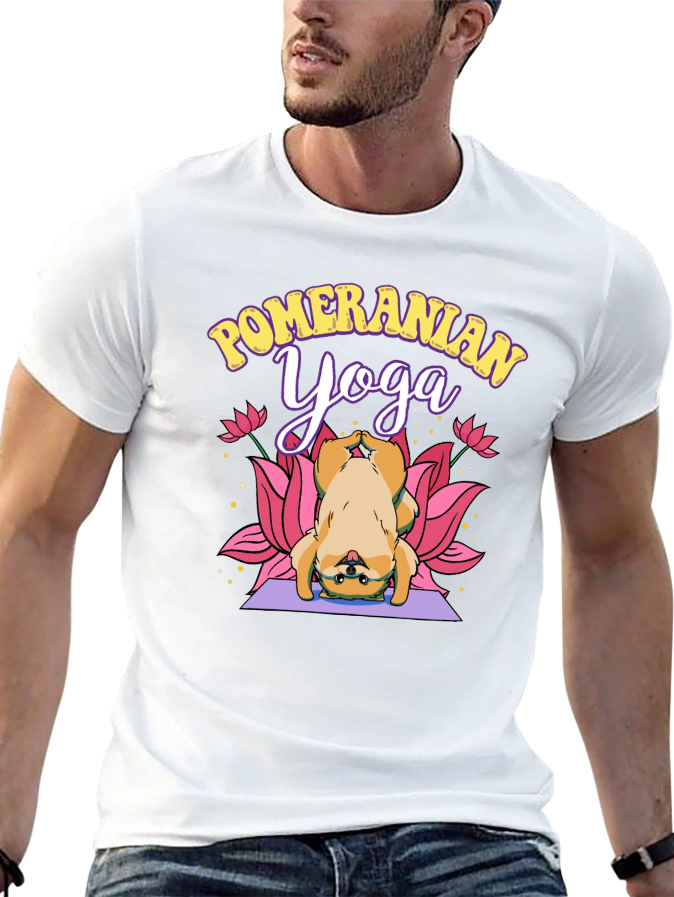 Pomeranian Yoga Black T-Shirt