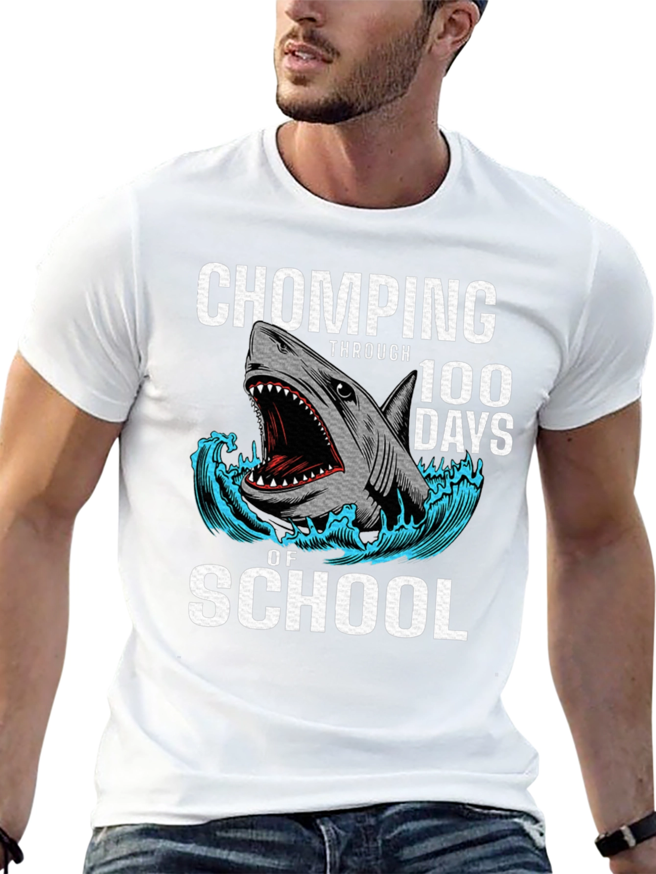 Chomping Through 100 Days of School Shark T-Shirt