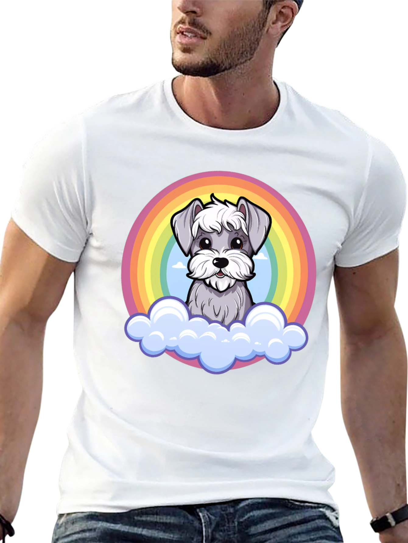 Rainbow Schnauzer T-Shirt: Cute Dog Graphic Tee