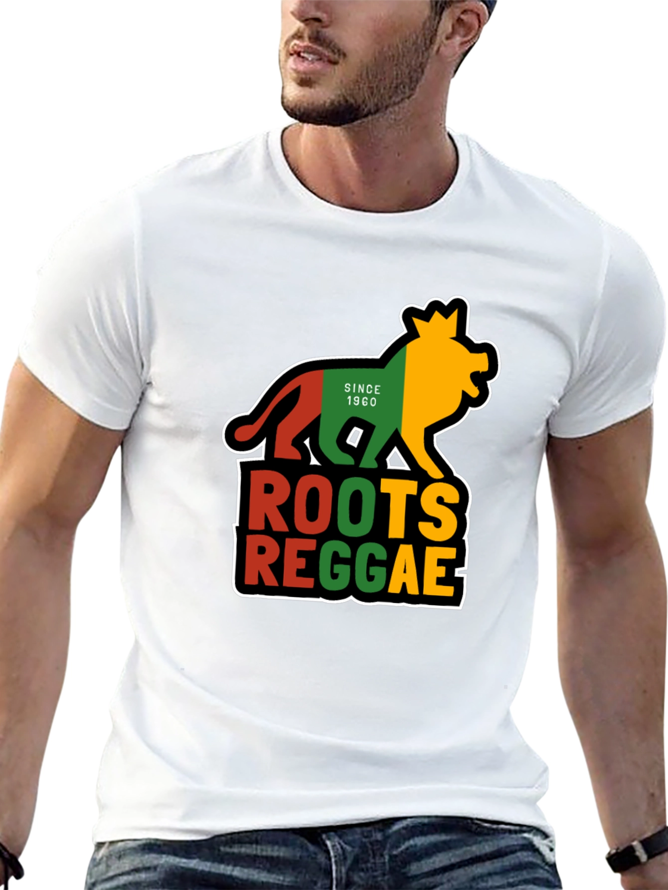 Roots Reggae Lion Graphic Tee - Black