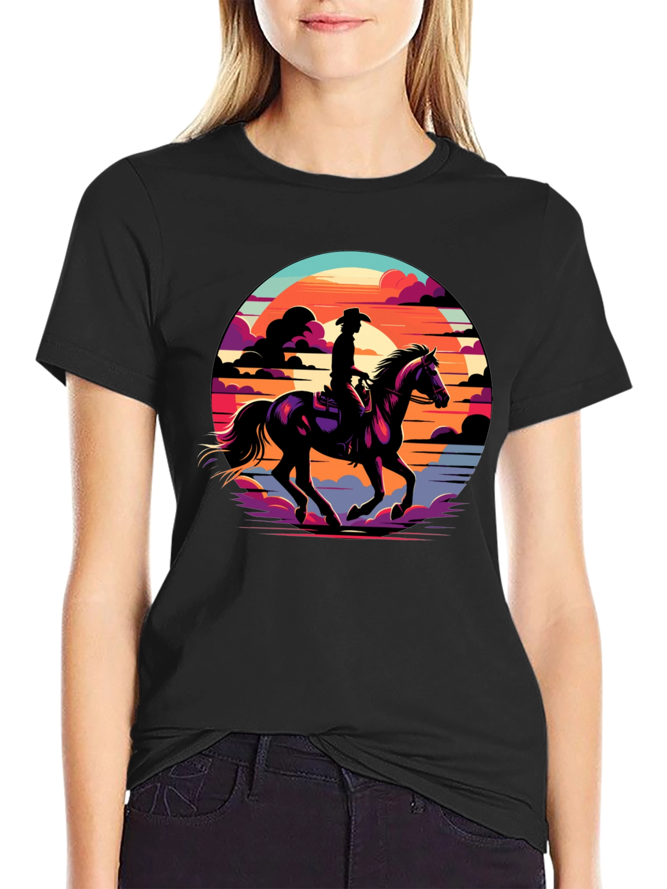 Cowboy Sunset Graphic Tee - Western Style