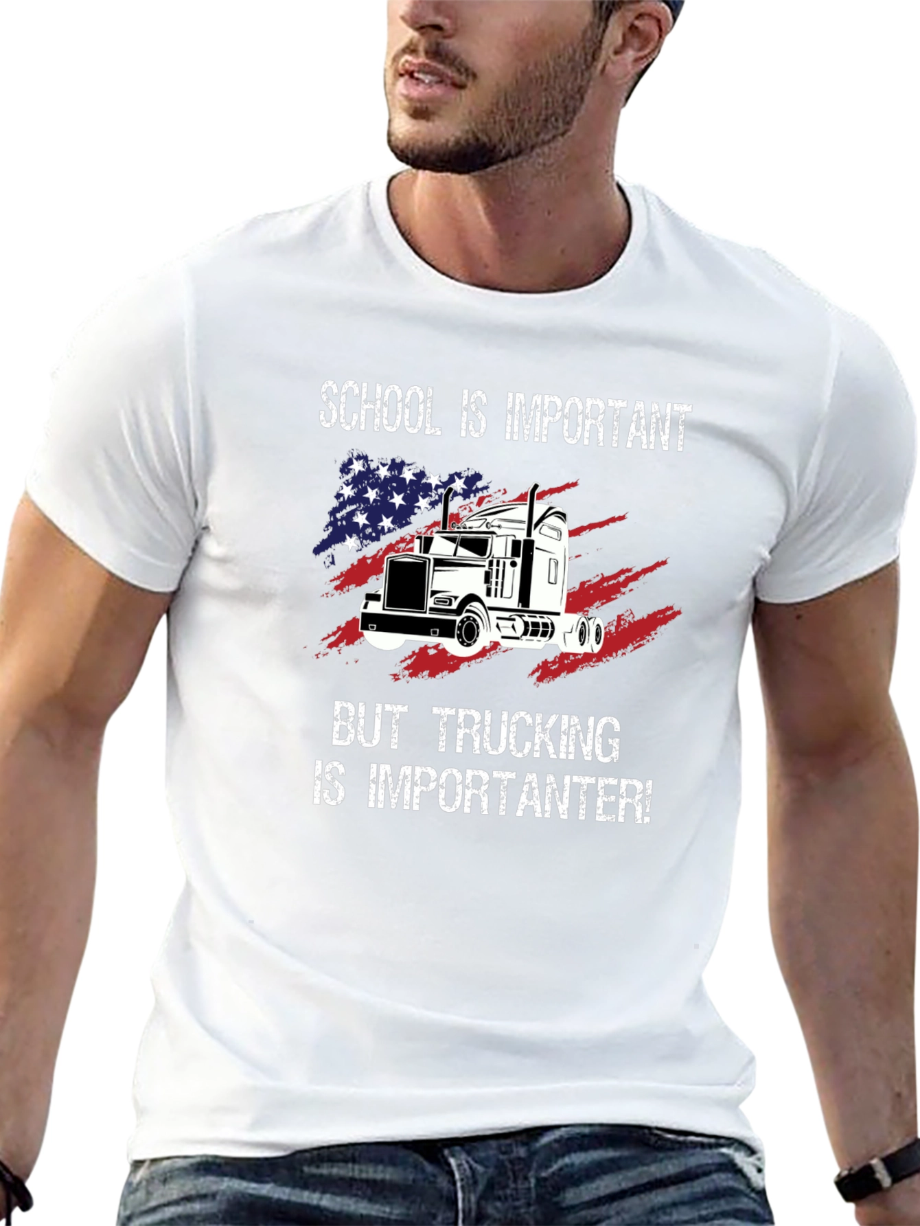 Trucker T-Shirt: School vs. Trucking Humor Tee