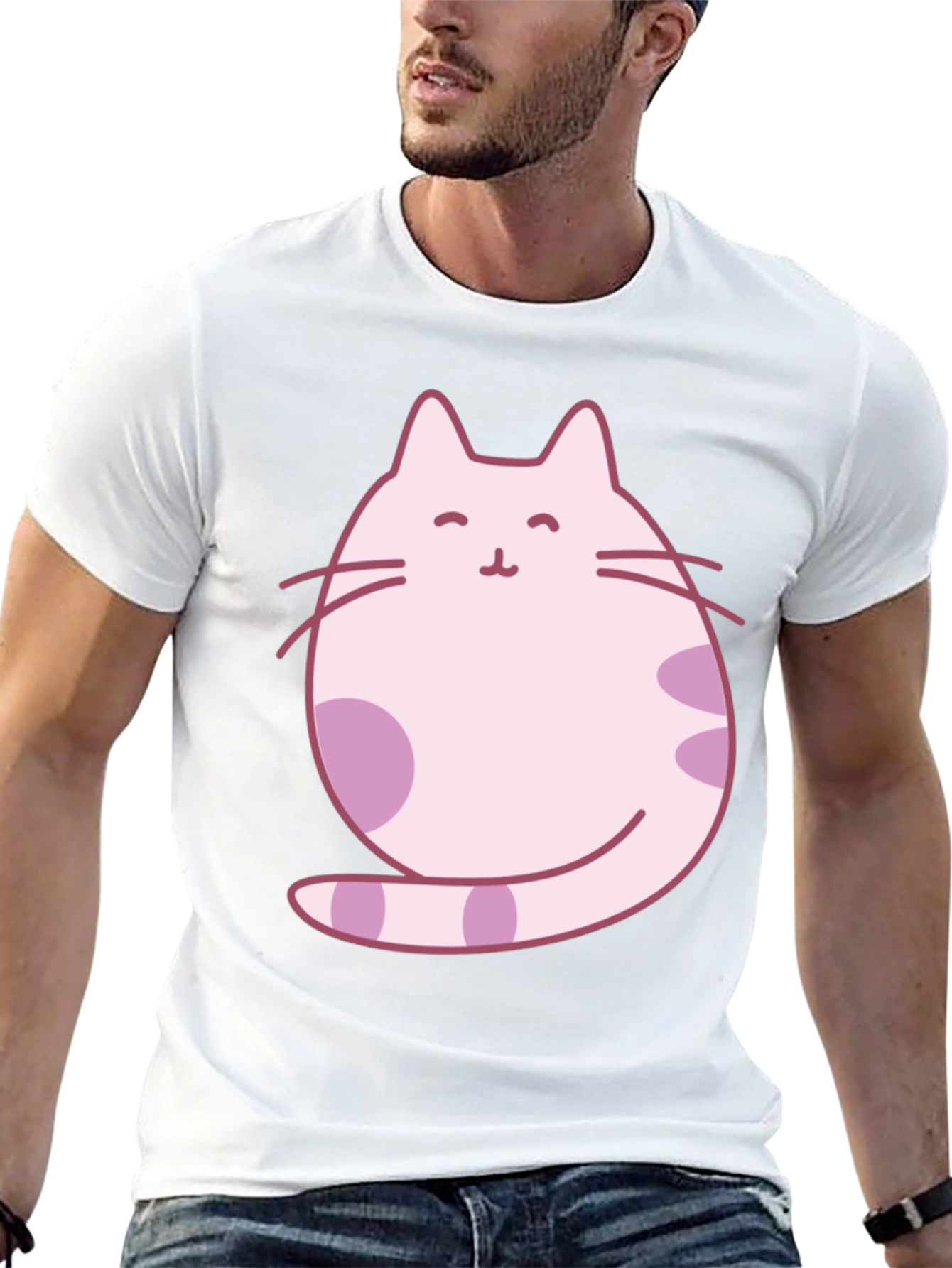 Pink Cat Graphic Print Tee