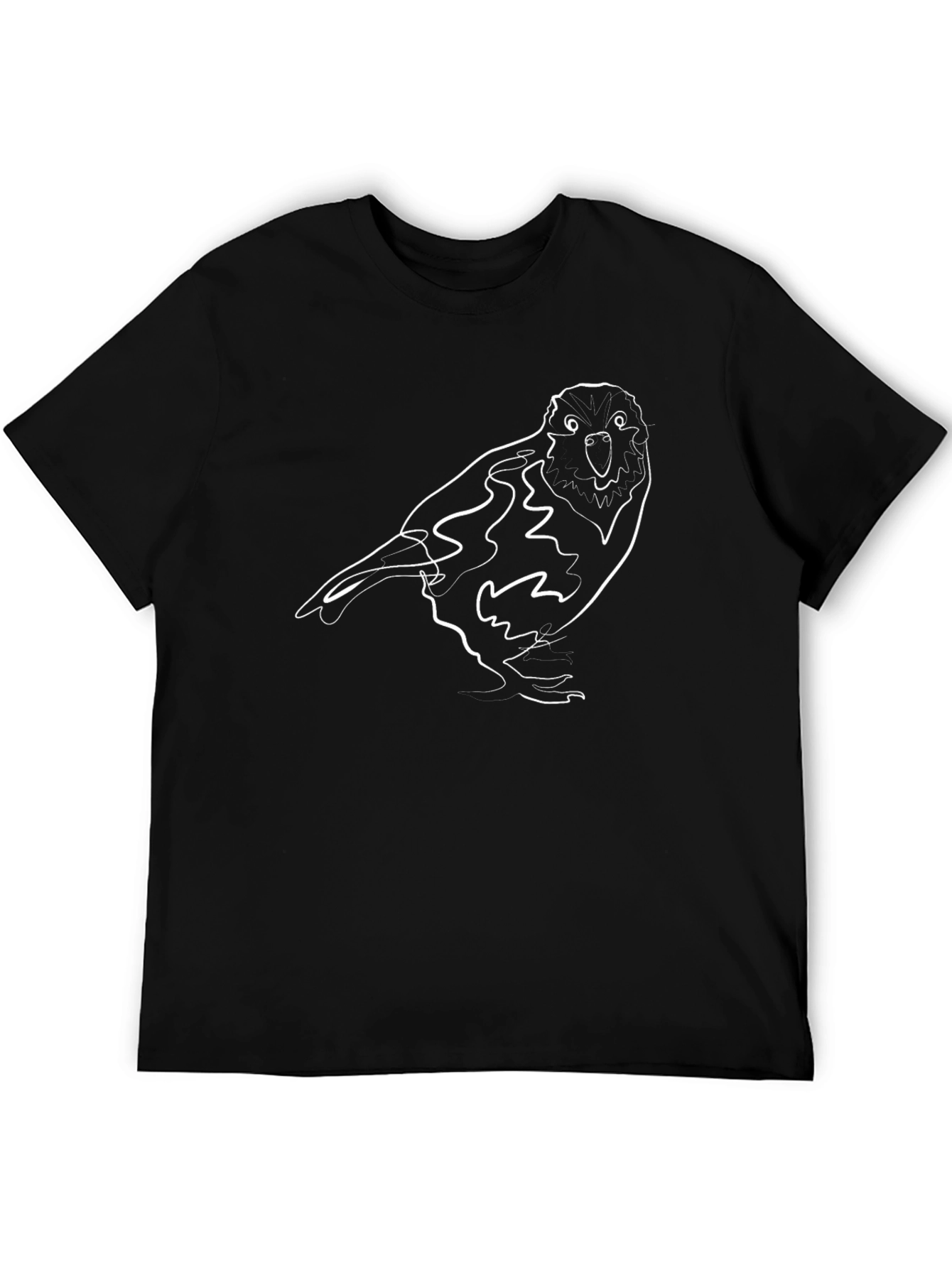 Abstract Bird Line Art Black T-Shirt