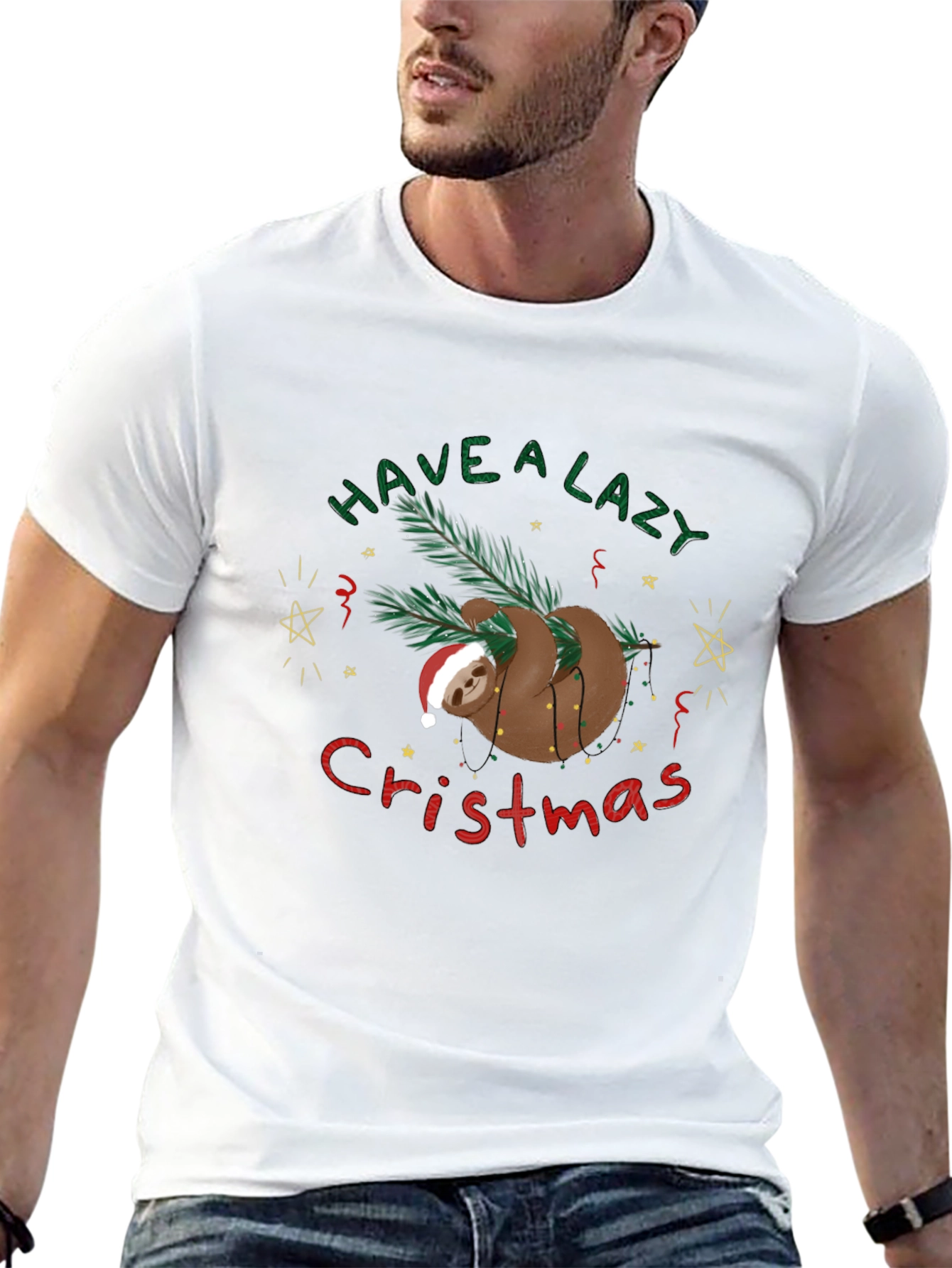 Lazy Sloth Christmas T-Shirt Holiday Tee