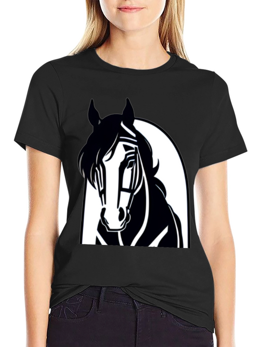 Mens Black Horse Graphic Tee