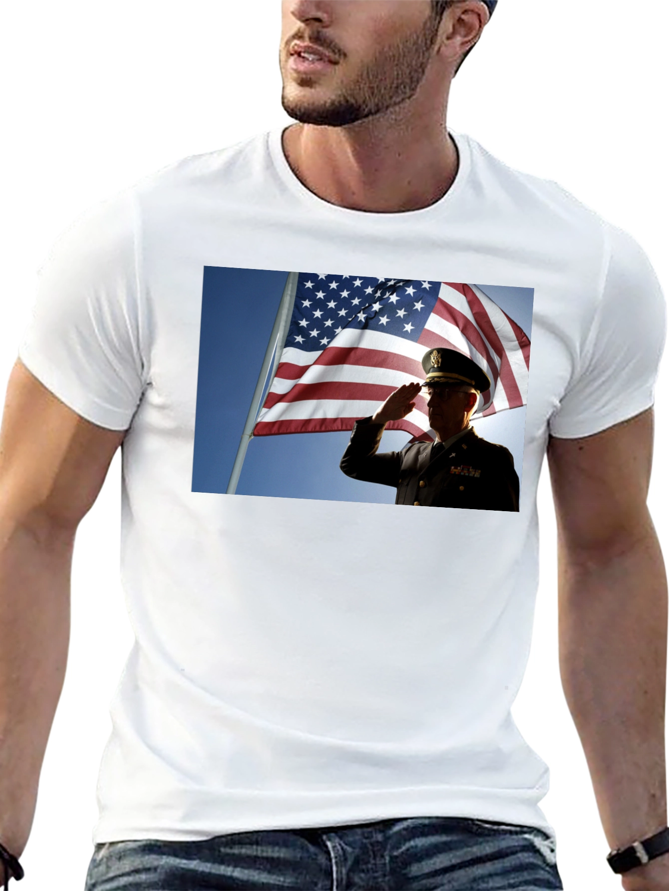 Patriotic Soldier T-Shirt - American Flag Design