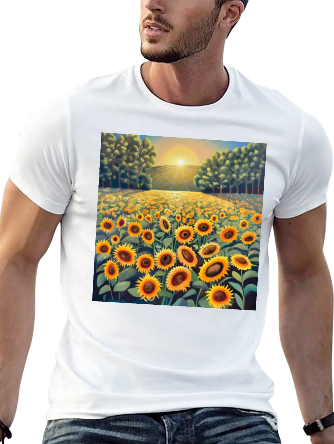 Sunflower Field Graphic Tee - Stylish & Comfortable