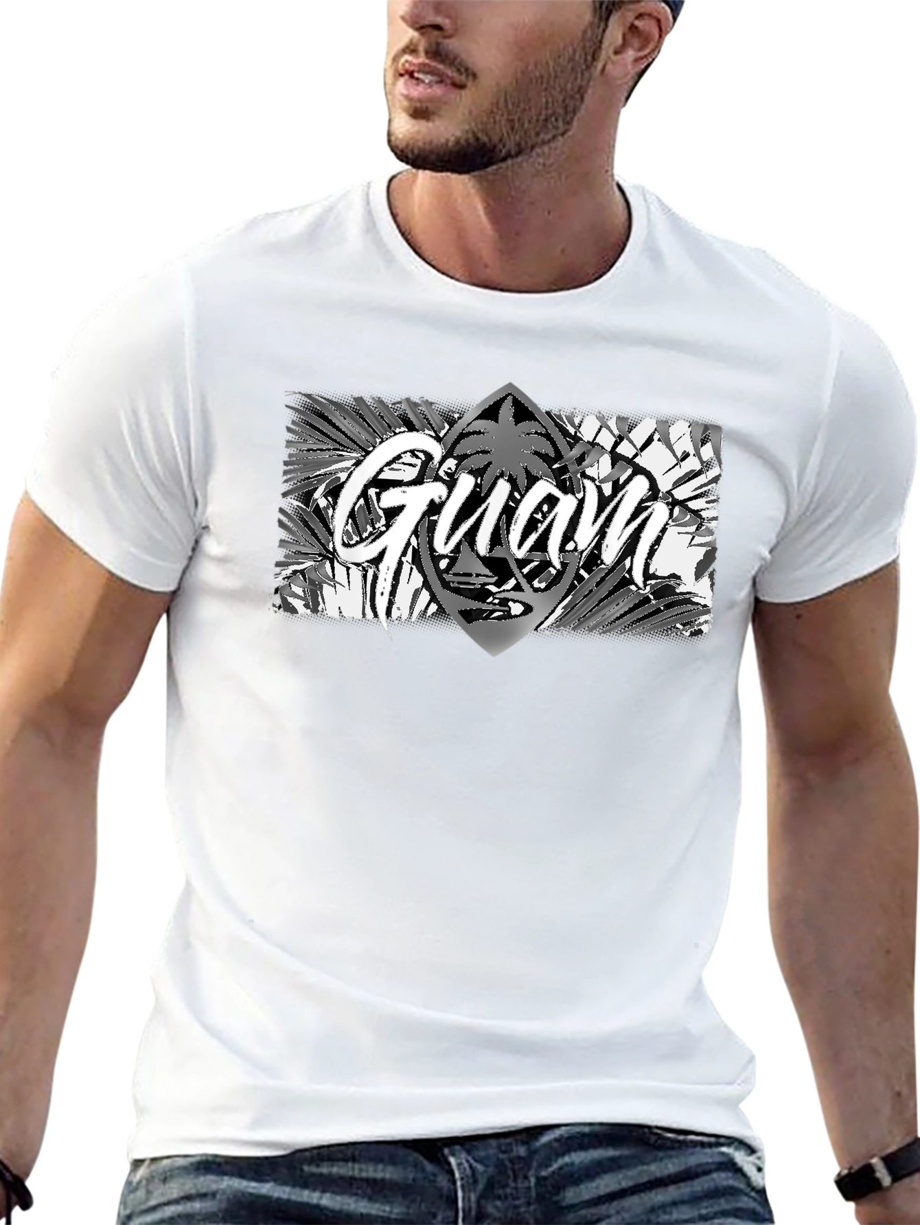 Guam Island Style Graphic T-Shirt - Black