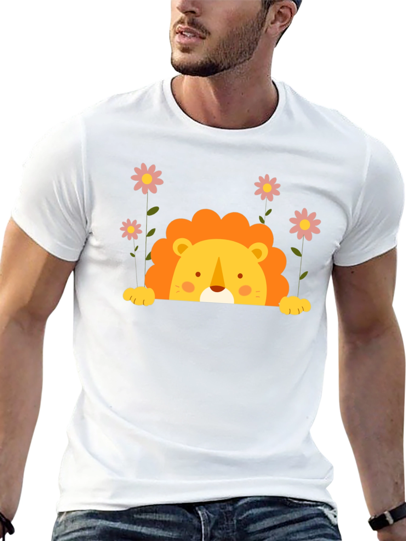 Cute Lion Graphic Tee - Black Unisex T-Shirt