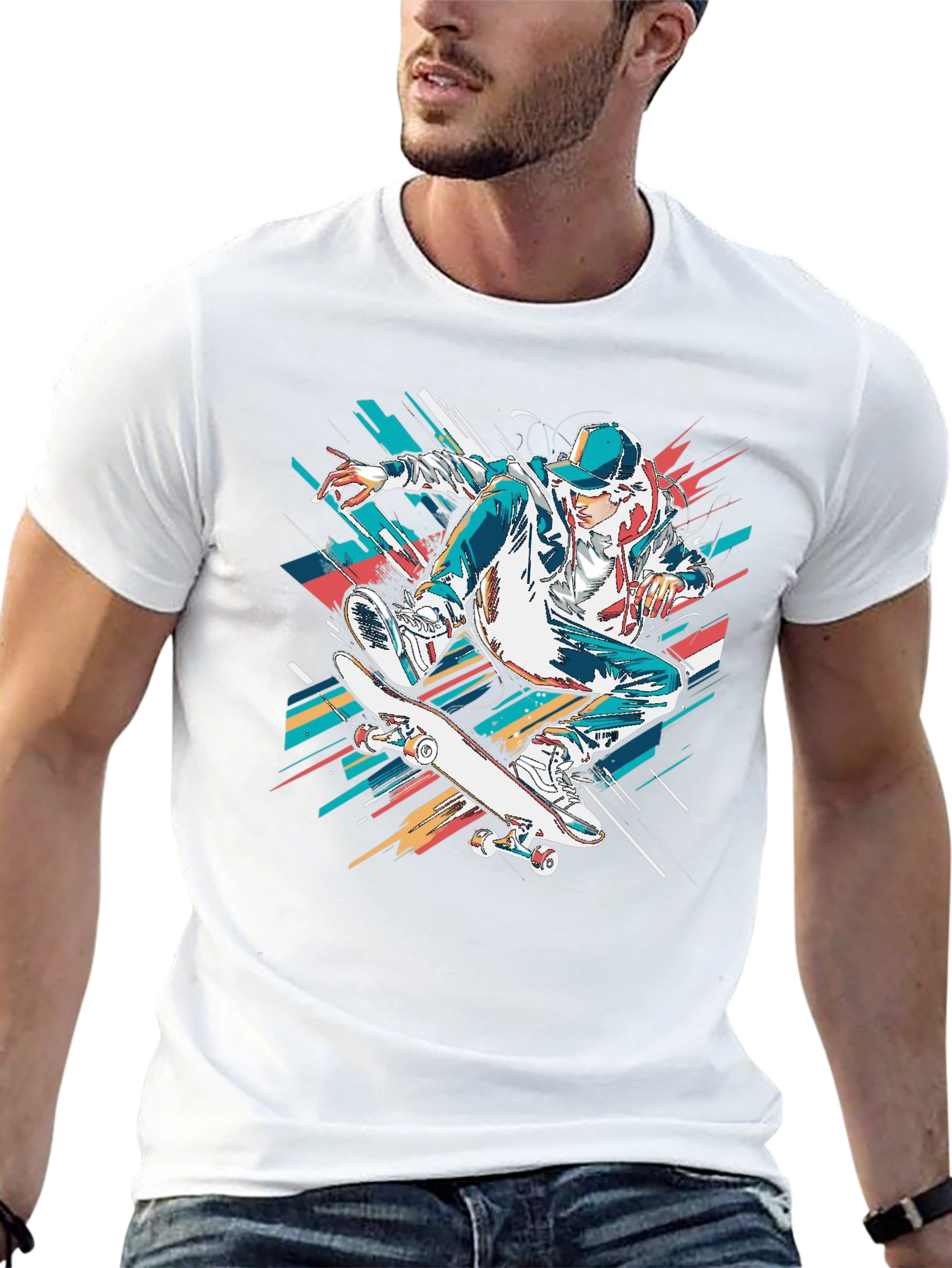 Skateboarder Graphic Black T-Shirt