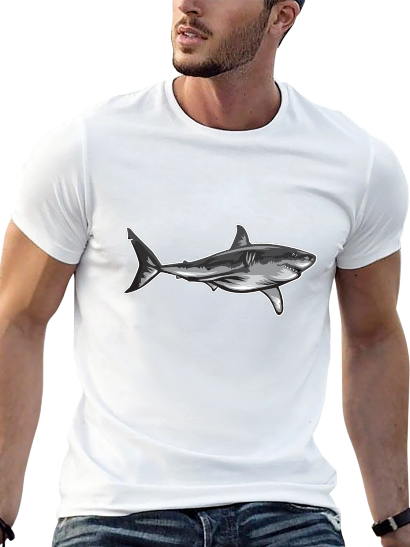 Shark Graphic Tee - Black Casual T-Shirt