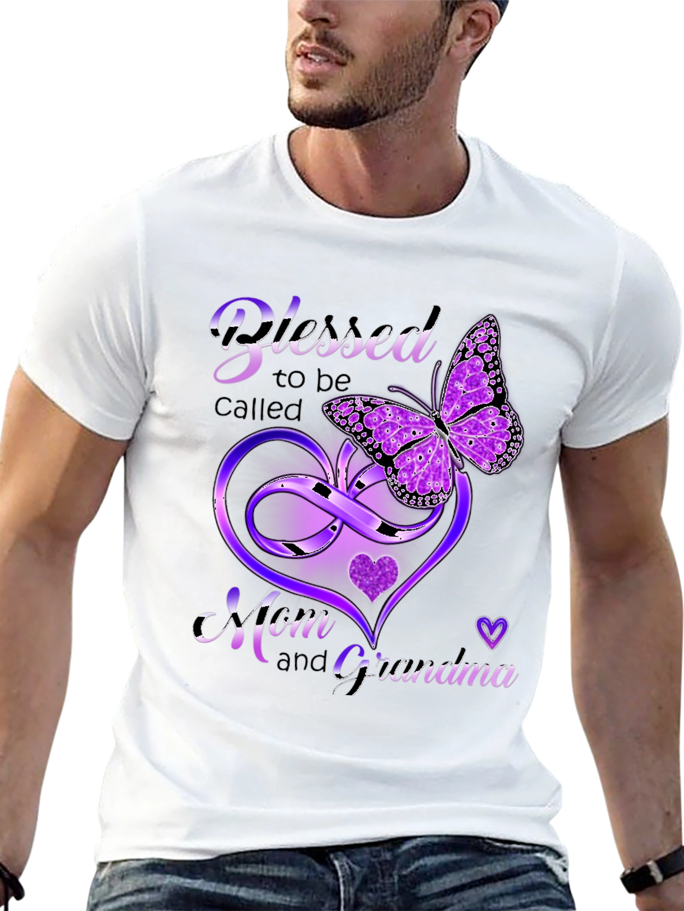Blessed Mom & Grandma Butterfly Heart T-Shirt