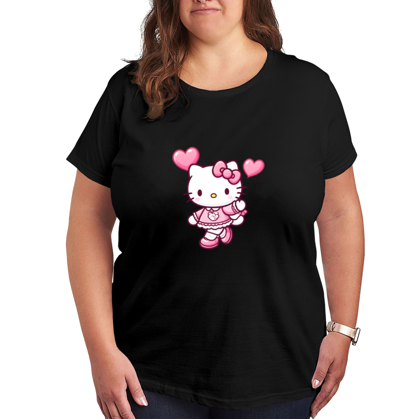 Sweet Heart?Decor Hello Kitty Lovely Plus Size Ladies Casual Tee