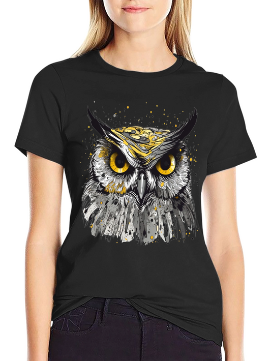 Owl Graphic T-Shirt - Black Cotton Tee for Men
