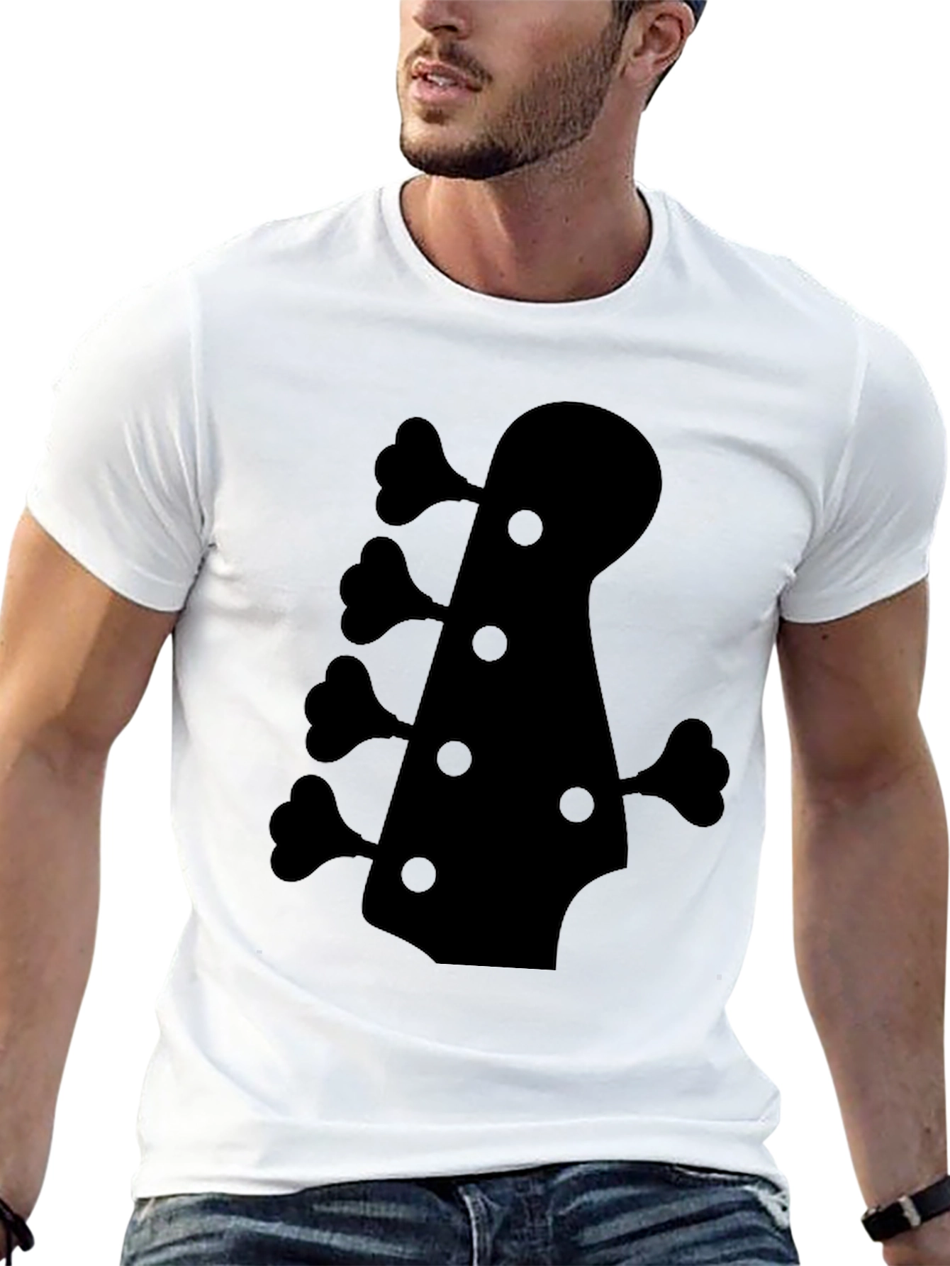 Bass Guitar Headstock Graphic Tee - Black