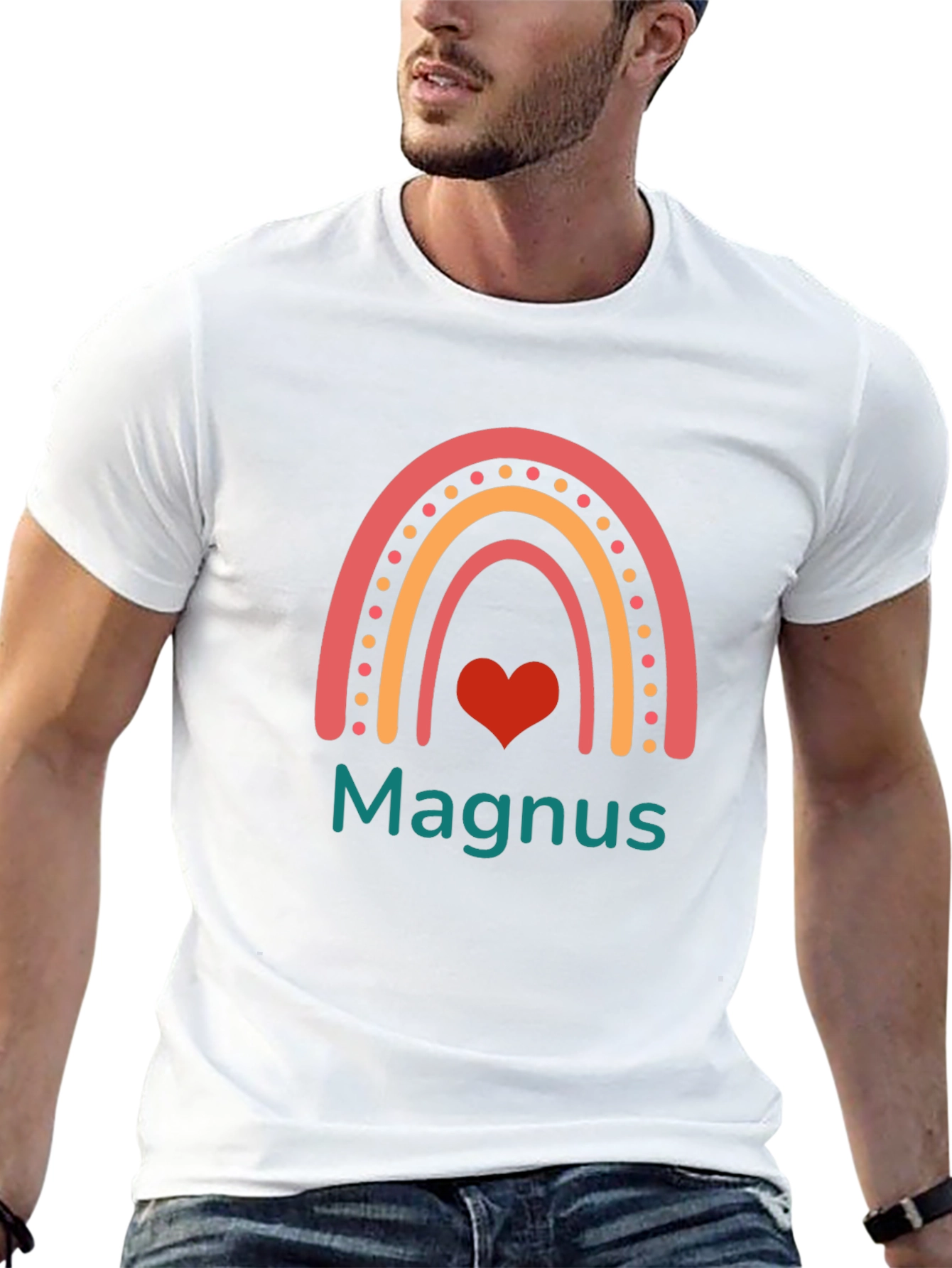 Personalized Rainbow Heart T-Shirt - Magnus