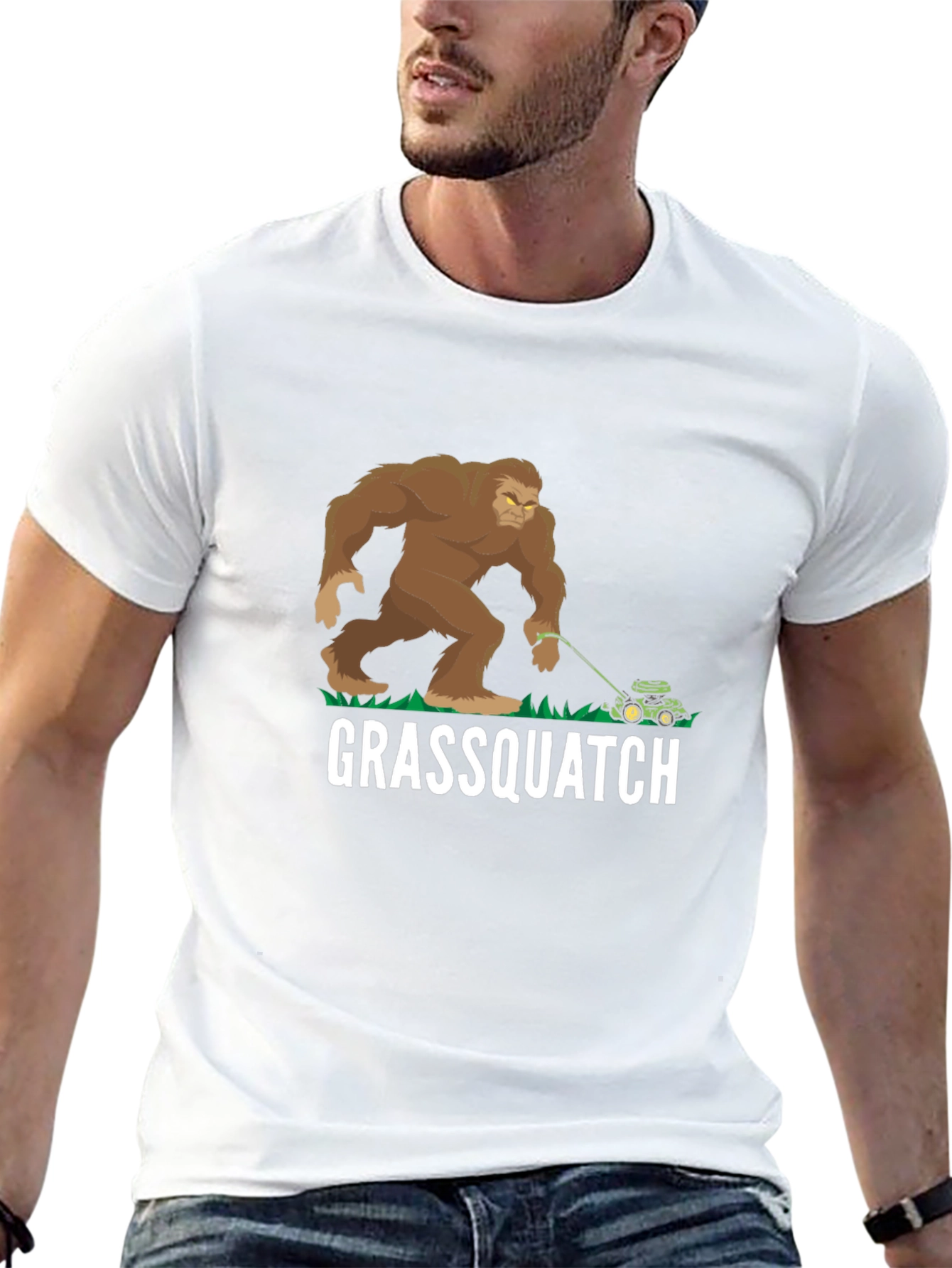 Grassquatch T-Shirt - Bigfoot Lawn Mowing Fun