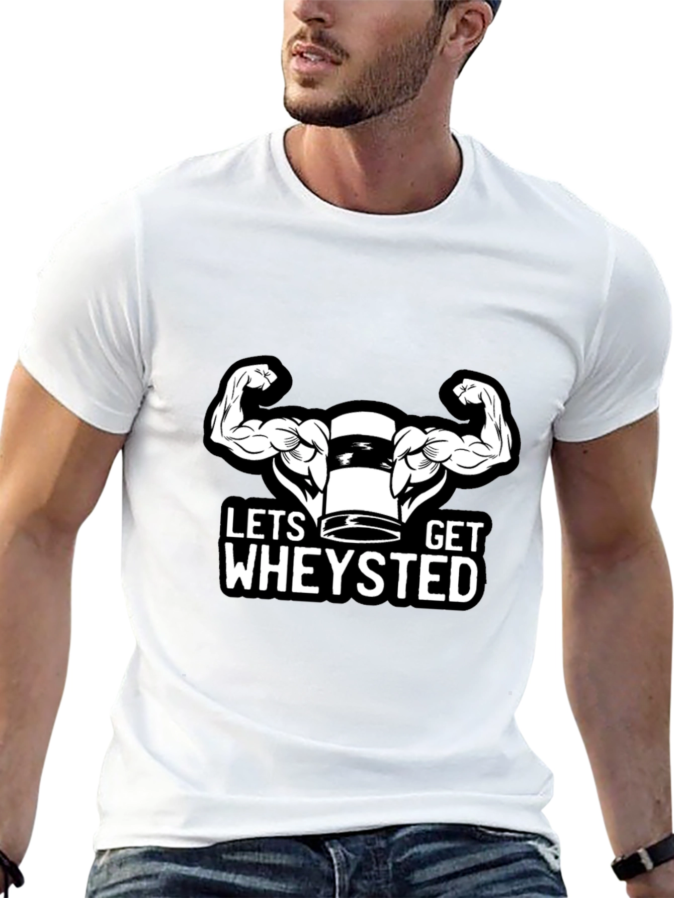 Lets Get Wheysted Black T-Shirt Gym Workout
