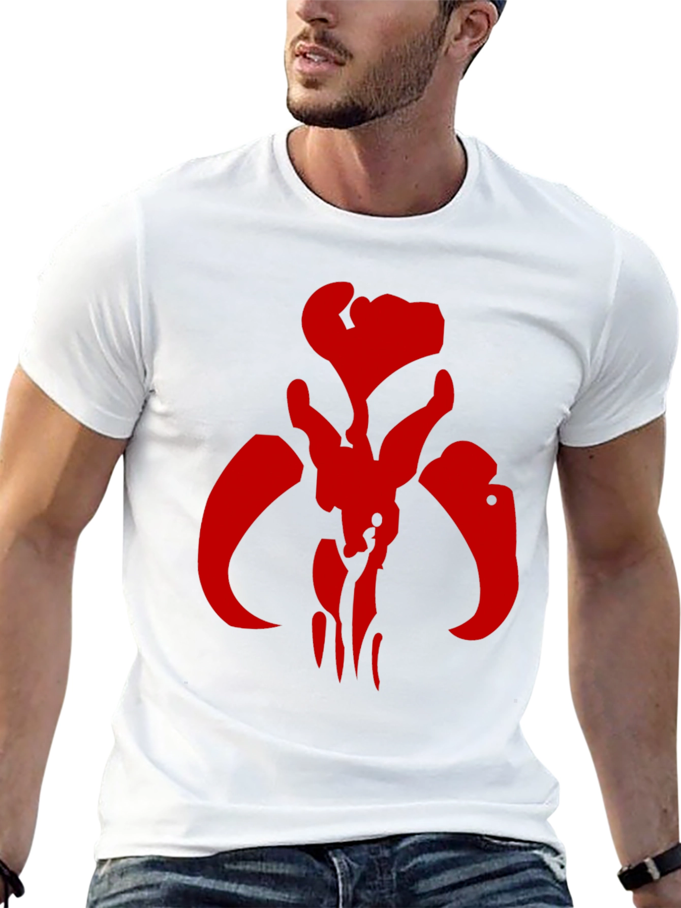 Red Mandalorian Symbol Black T-Shirt