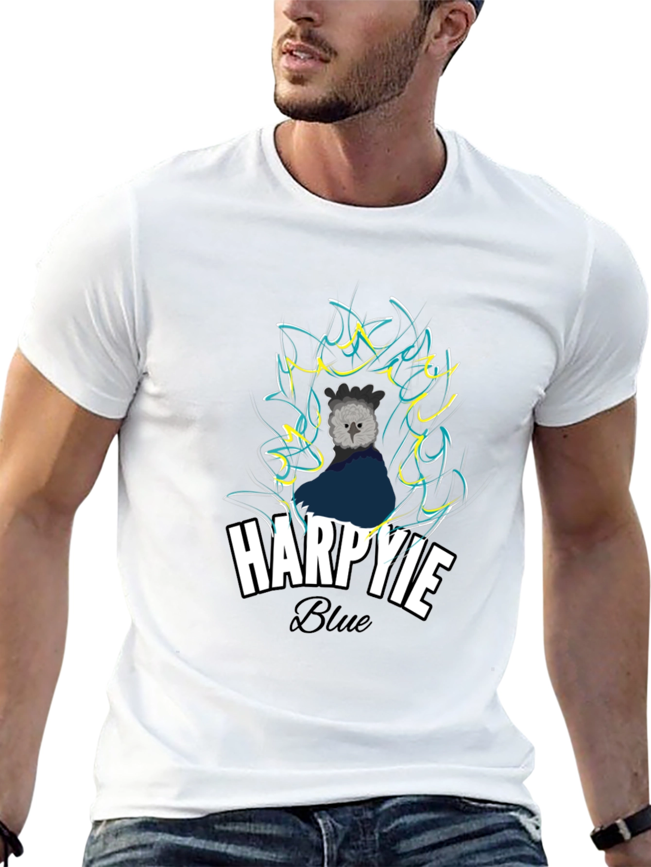 Harpie Blue Graphic T-Shirt - Stylish Bird Design Tee