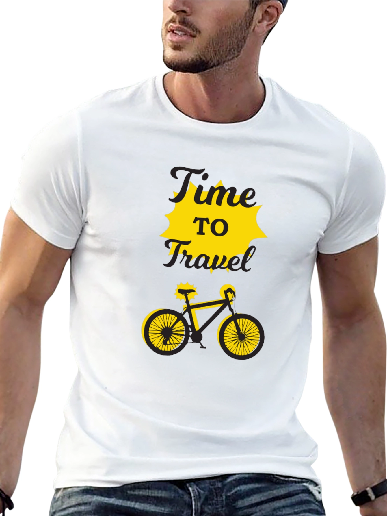 Time to Travel Bike Graphic Tee - Black