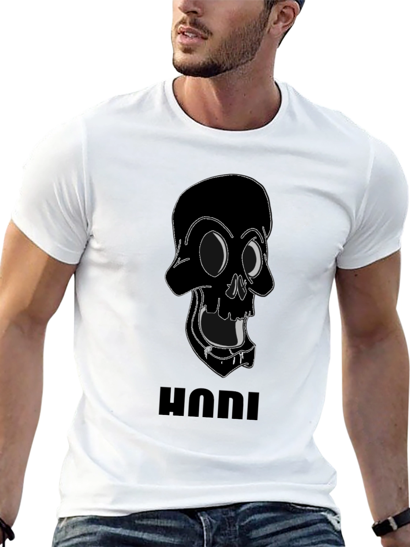 Edgy Skull Graphic Tee - Black Cotton