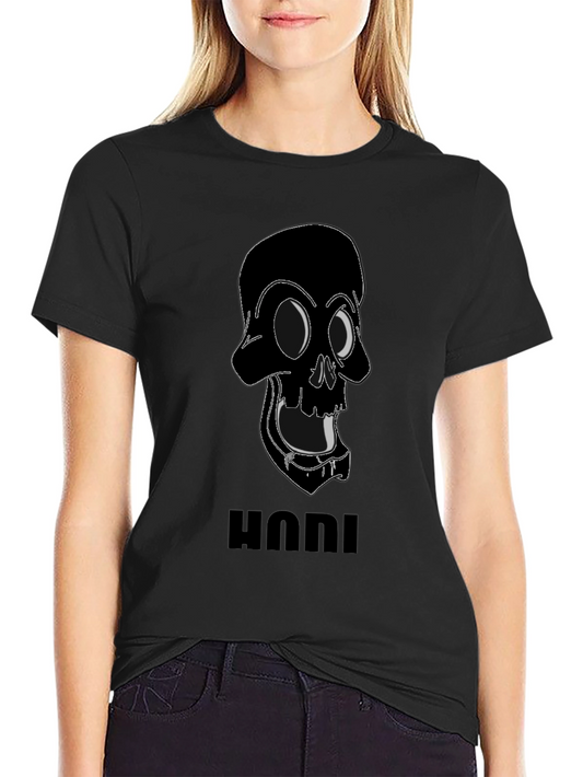 Edgy Skull Graphic Tee - Black Cotton