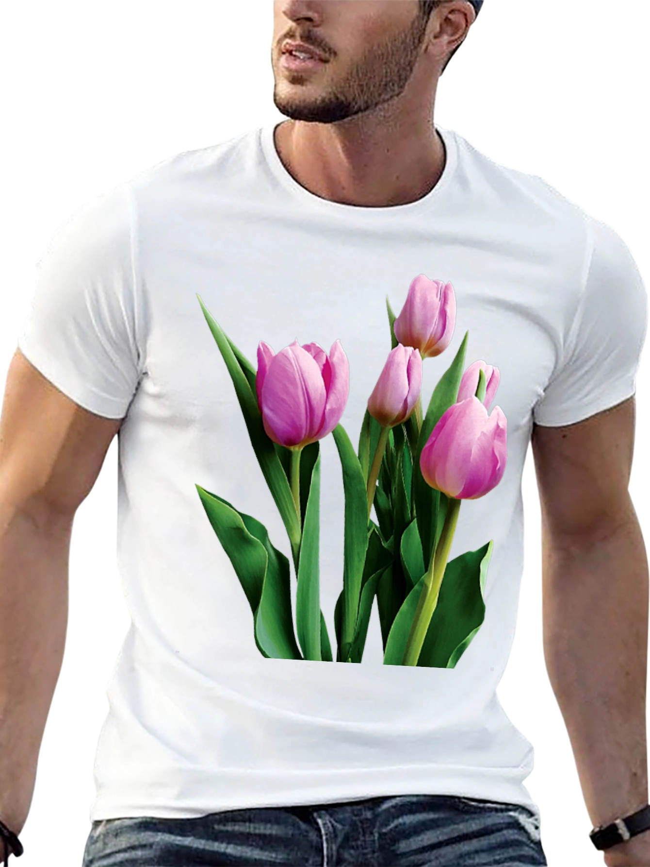 Tulip Print Black T-Shirt
