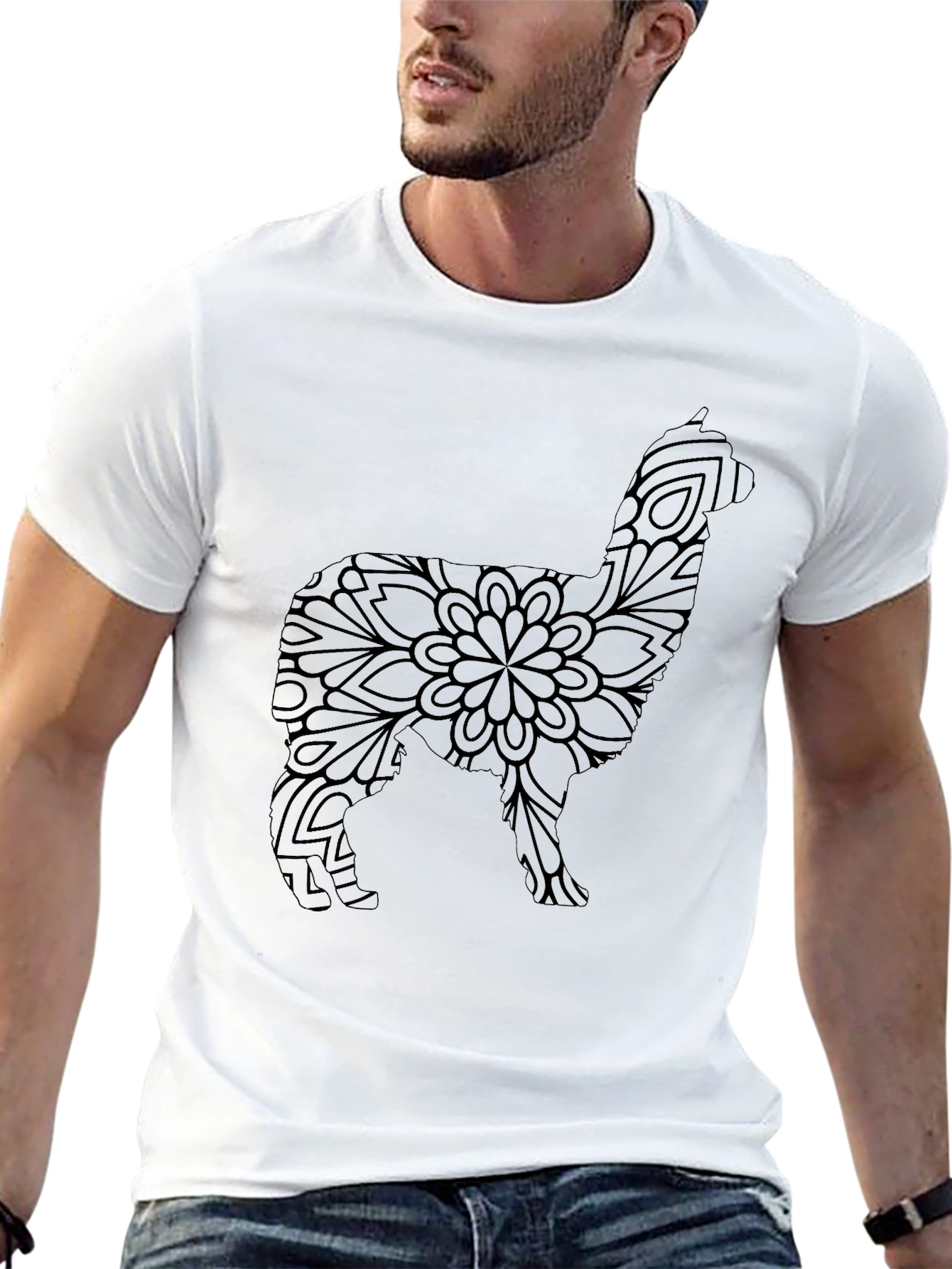 Alpaca Mandala Graphic Tee - Stylish Black T-Shirt