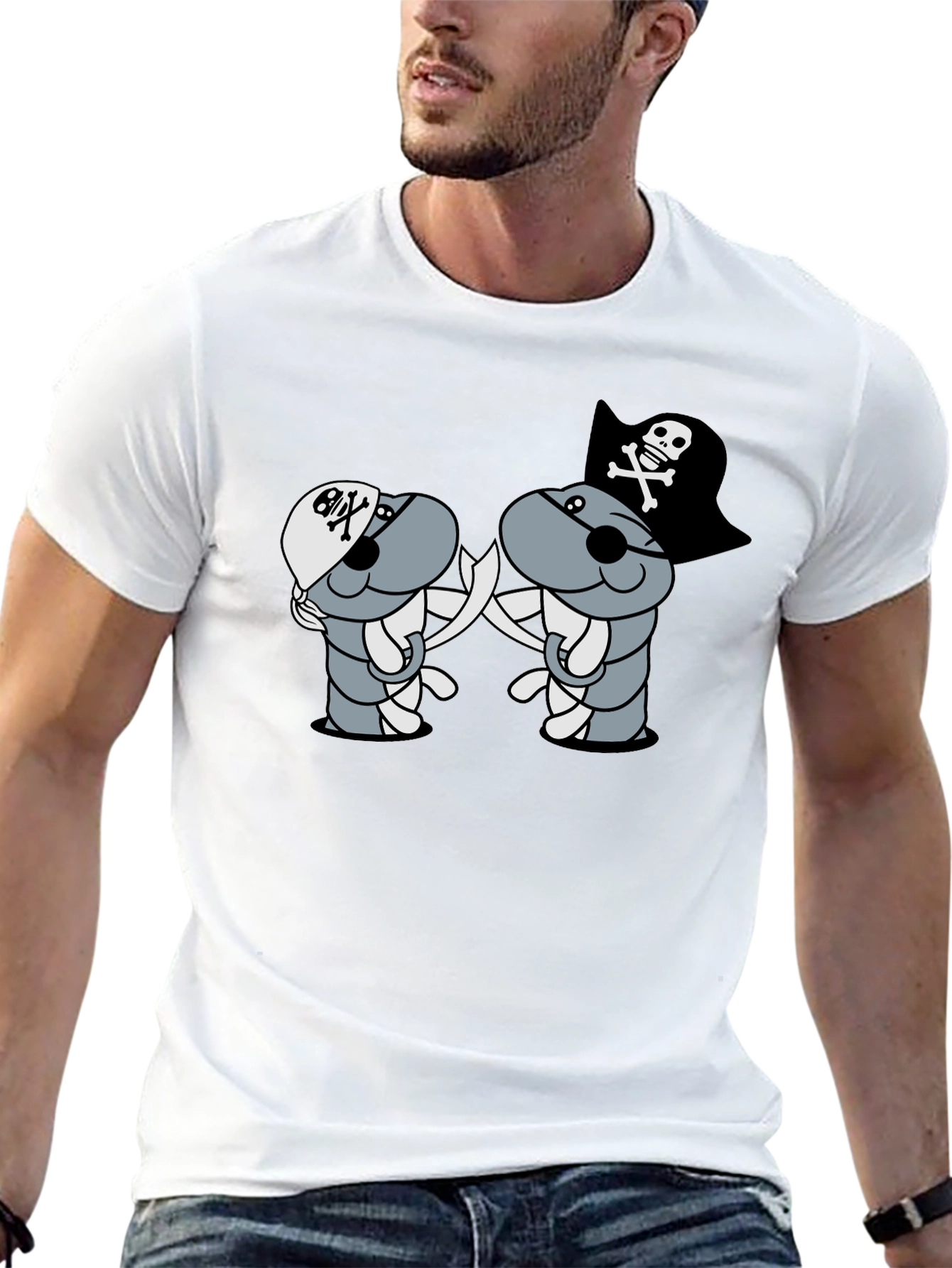 Pirate Cartoon T-Shirt - Black
