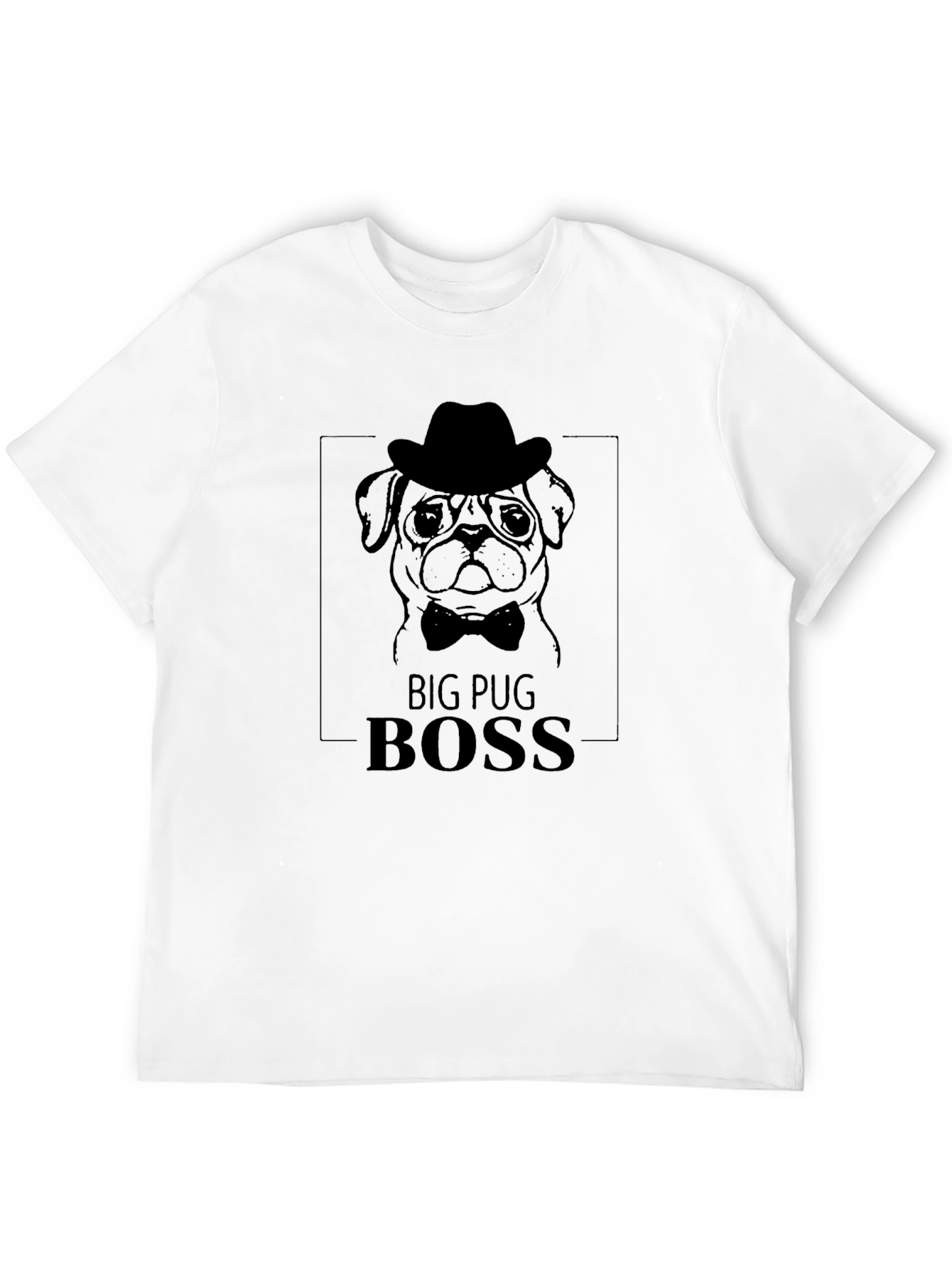 Big Pug Boss Graphic Tee - Black Cotton T-Shirt