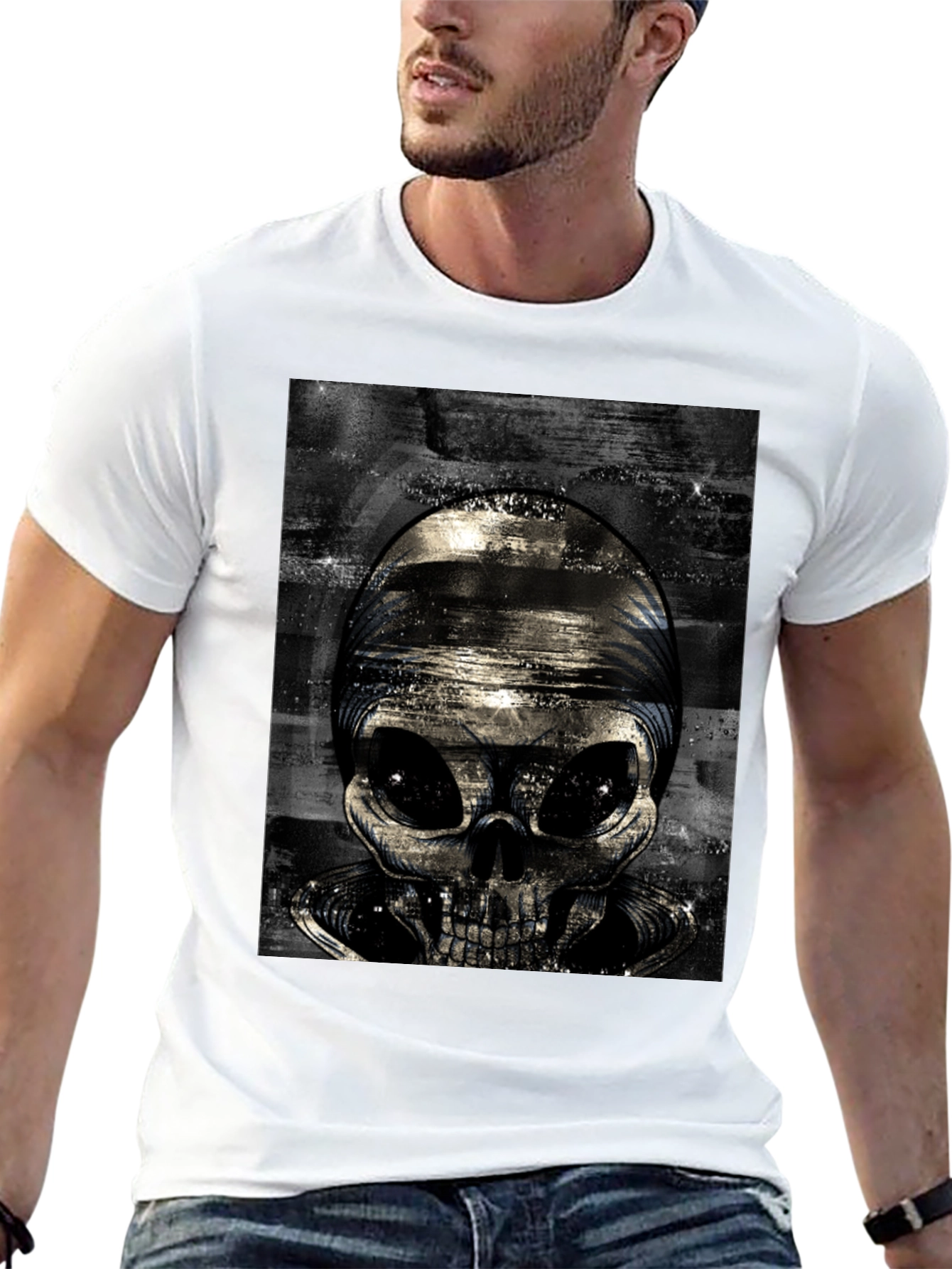 Alien Skull Graphic T-Shirt - Black