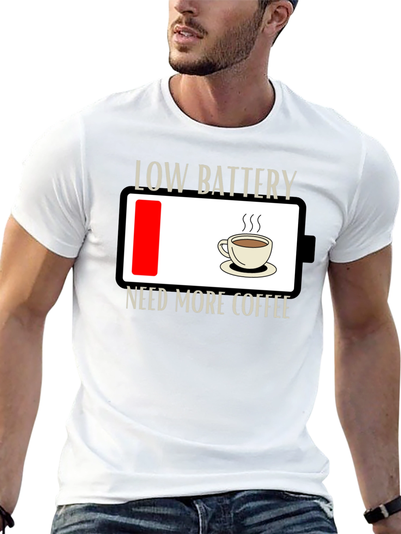 Low Battery Need Coffee T-Shirt - Funny Graphic Tee